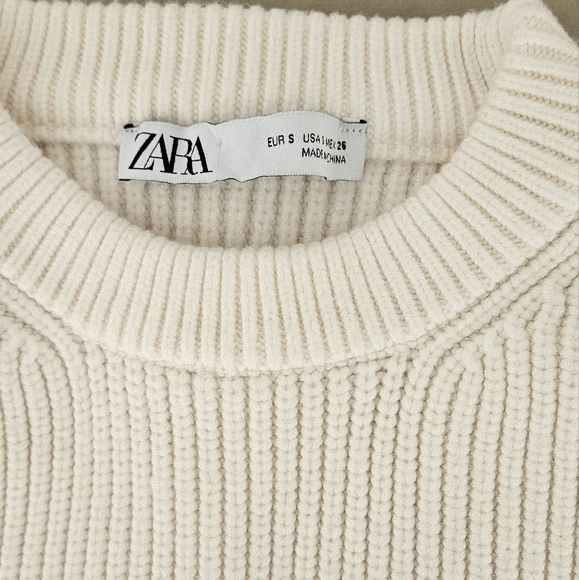 Zara crop knit ecru sweater - Picture 3 of 4